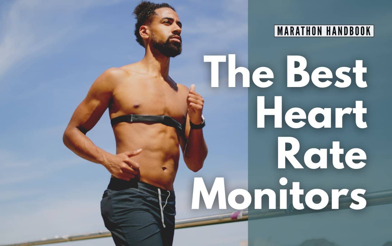 Best Heart Rate Monitors For Runners Featured Image showing man running with no top on and wearing a heart rate monitor.