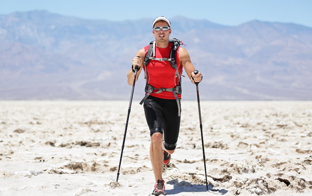 Man running ultra in harsh terrain