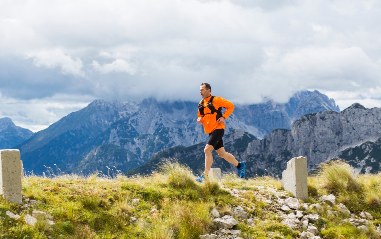 man trail running